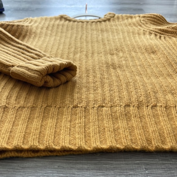 Far Afield | Mustard Tanner Ribbed Knit Lambs Wool Sweater - Picture 7 of 13
